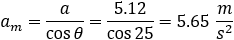 a_m=a/cos⁡θ =3.27/cos⁡30 =3.78  m/s^2