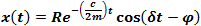 Spring underdamped free motion equation