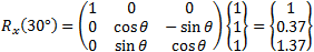 rotation θ = 30° about x axis counterclockwise