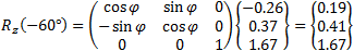 rotation φ = 60° about z axis clockwise