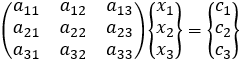 Linear set of equationsn in matrix form