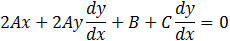 2Ax+2Ay dy/dx+B+C dy/dx=0