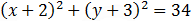 (x+2)^2+(y+3)^2=34