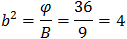 b^2=φ/B=36/9=4