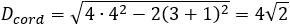 D_cord=√(4∙4^2-2(3+1)^2 )=4√2