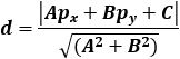 d=|Ap_x+Bp_y+C|/√((A^2+B^2 ) )