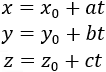 x=x_0+at y=y_0+bt z=z_0+ct