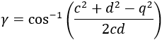 γ=cos^(-1)((c^2+d^2-q^2)/2cd)
