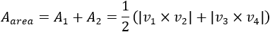 A=1/2 (|v_1×v_2 |+|v_3×v_4 |)