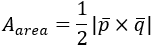 A_area=1/2 |p ̅×q ̅ |